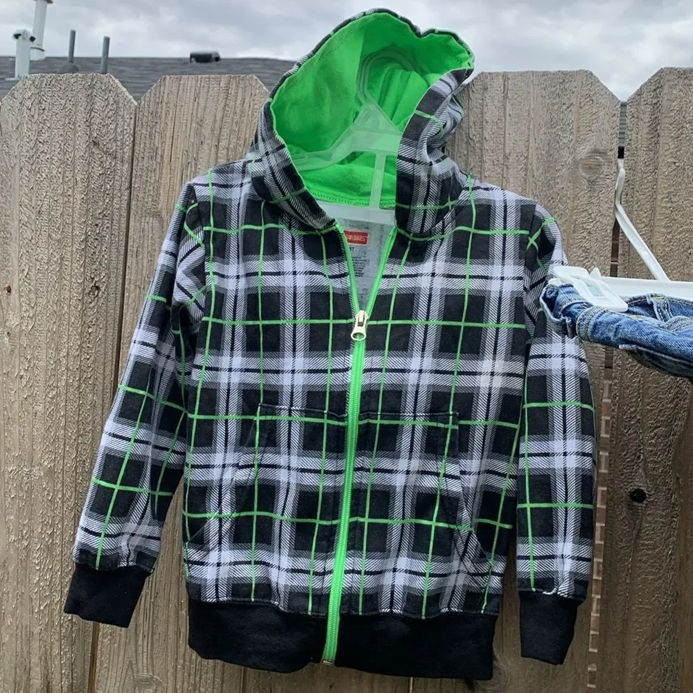 Take 50% OFF- Plaid Hoodie and Blue Jeans Set Boys, Size-3T